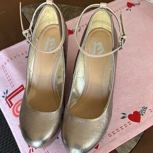 R2 Gold Women's Heels with Ankle Strap GOLDEN PINK